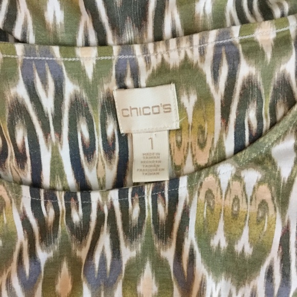 Chico's Multi-color top, tie in front at hem, SZ 1 - Picture 3 of 3